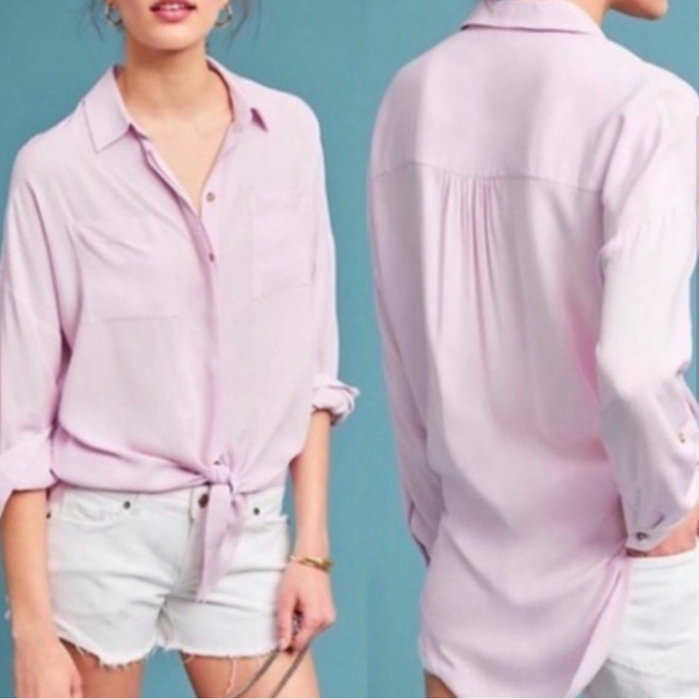 MAEVE by Anthropologie Soft Pink Button-Down Shirt